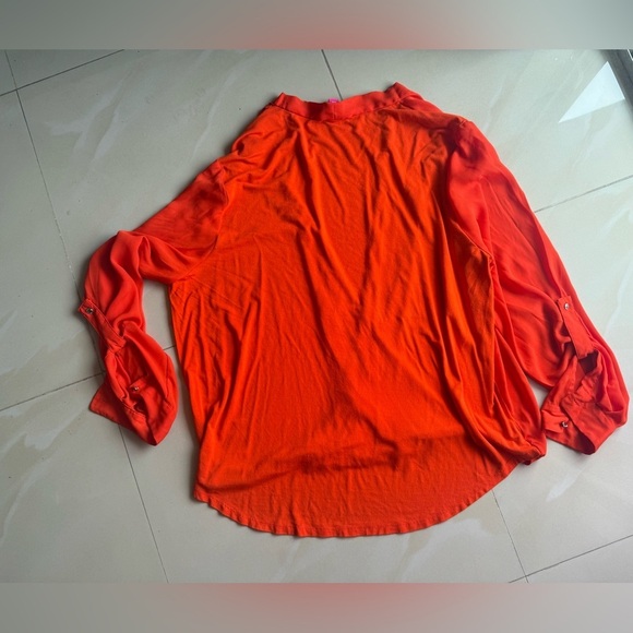 Vince Camuto Red Wrap Blouse with Long Sleeves size L summer spring - Picture 9 of 11